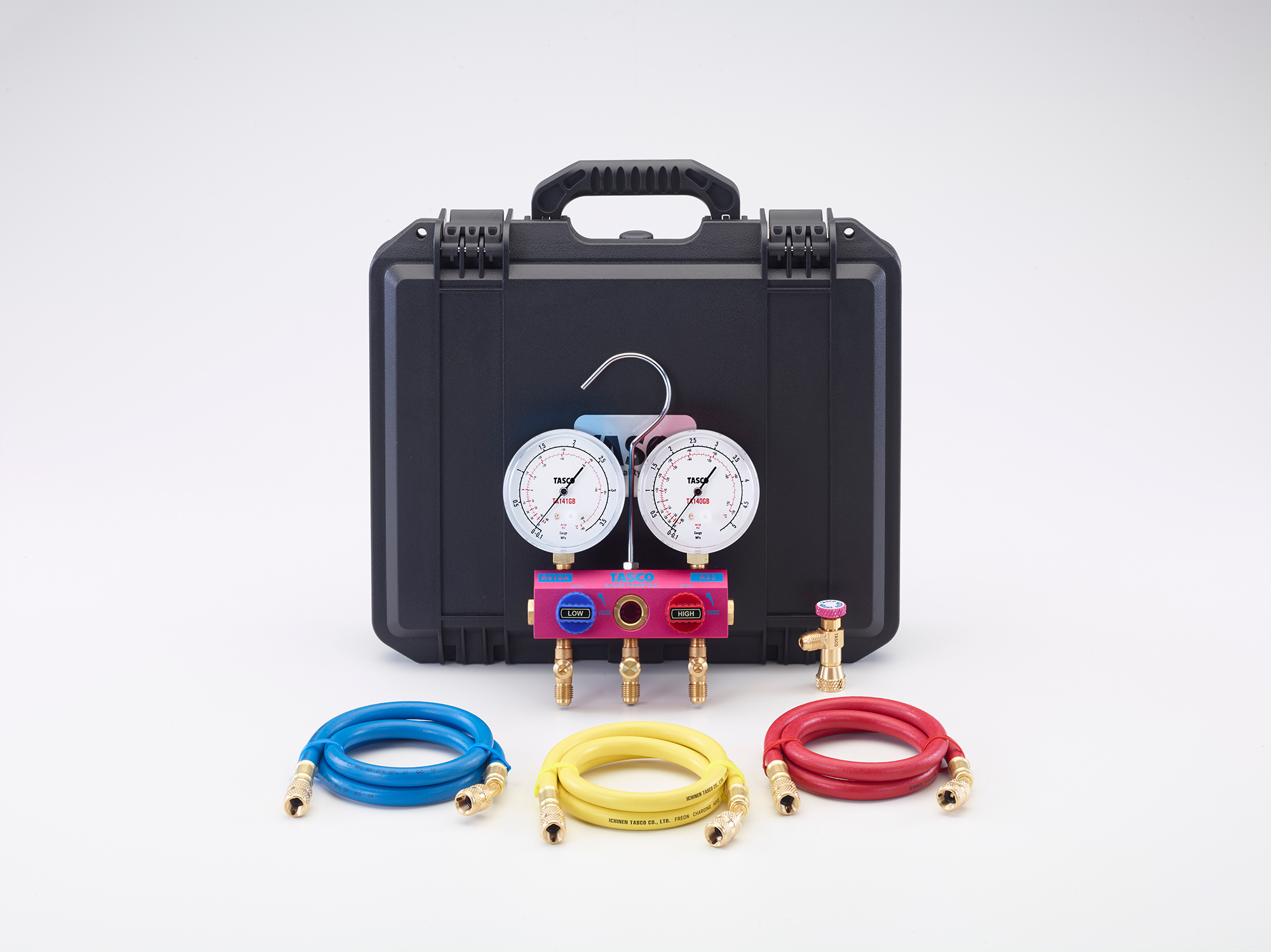 イチネンTASCO (タスコ):R410A/R32マニホールドセット(ゲージカバー付) TA122FA 美品TASCO R410A R32用 ゲージマニホールド イチネンTASCO タスコ
